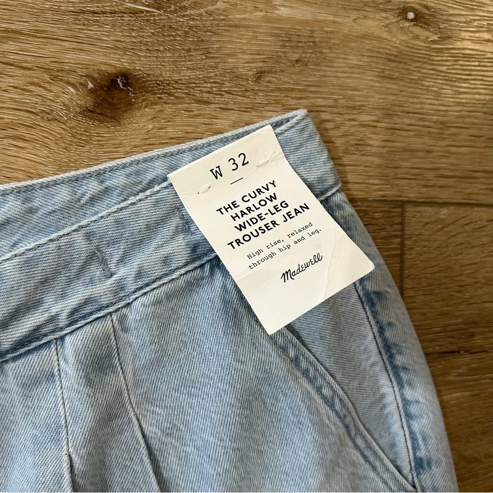 Madewell The Curvy Harlow Wide-Leg Trouser Light Wash Denim Jeans Sz W32 NWT - Picture 4 of 10